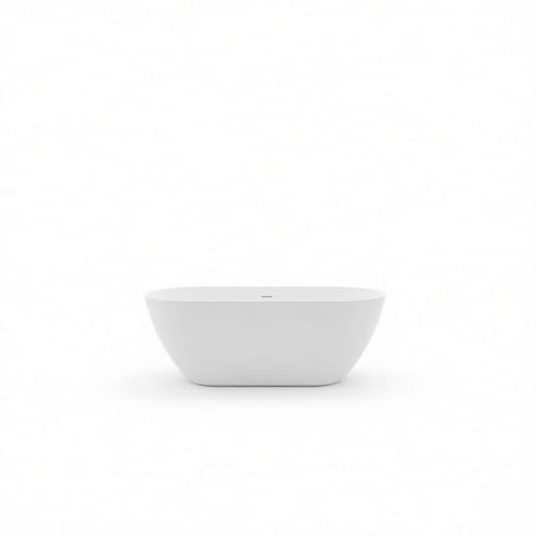 63 in. x 29.53 in. Deep Soaking Acrylic Freestanding Bathtub with Center Drain in Glossy White