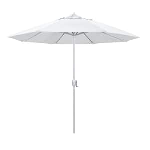 9 ft. Matted White Aluminum Market Patio Umbrella Auto Tilt in Natural Sunbrella