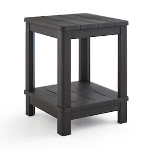 Deluxe 20 in. Resin Brown Square Patio Side Table With Storage