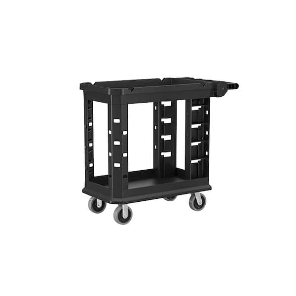 Suncast Commercial Standard Duty 19.5 in. 2-Shelf Utility Cart in Black