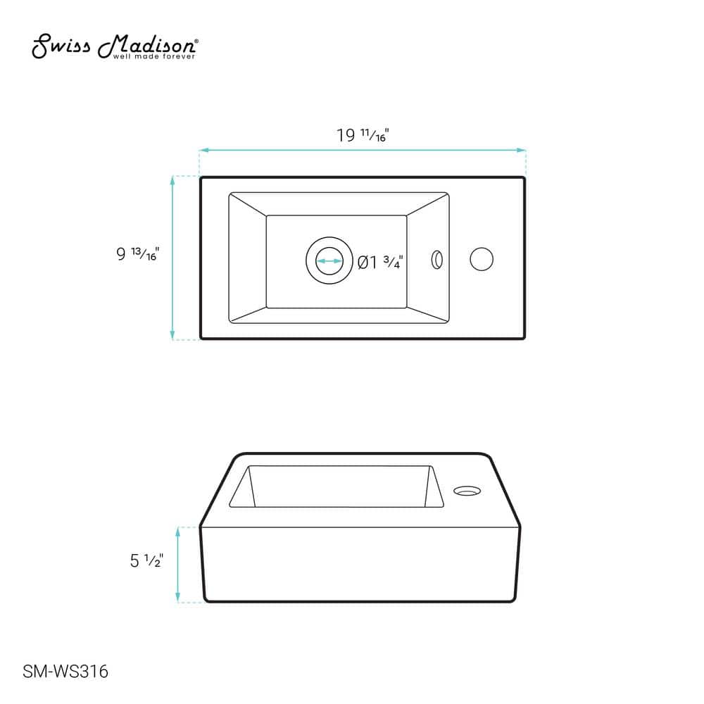 Voltaire 19.5 x 10 White Ceramic Wall-Mount Sink