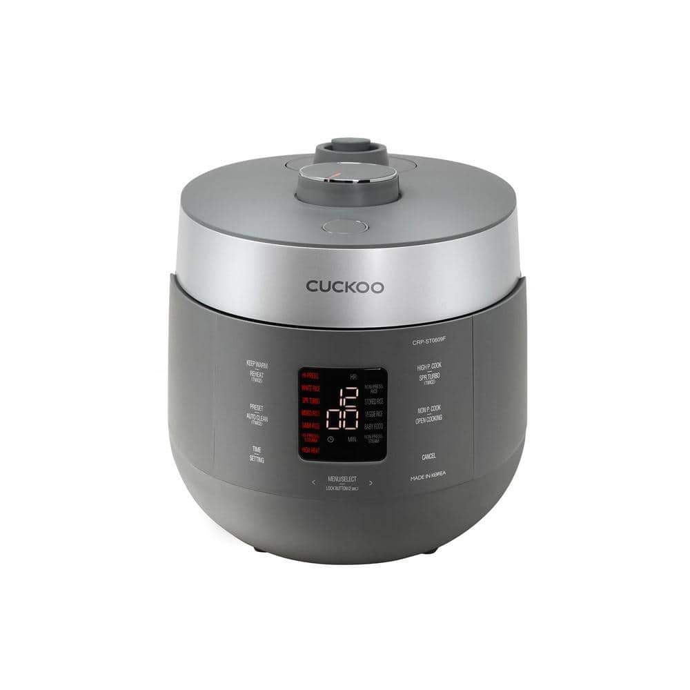 12-Cup (Cooked) Twin Pressure Rice Cooker and Warmer with Nonstick Inner Pot, 16 Menu Options, Auto Clean (Gray)