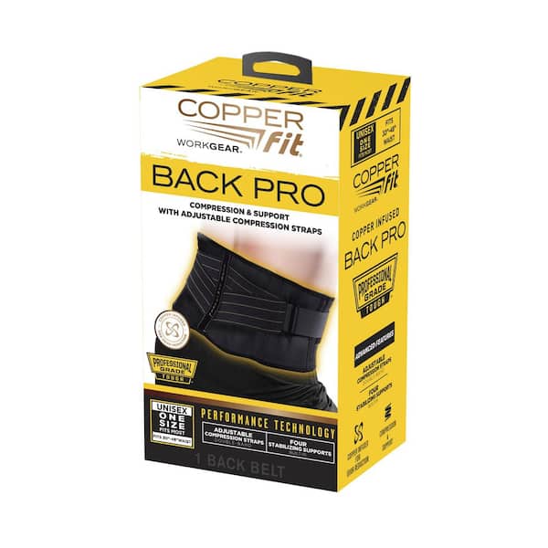 COPPER FIT Work Gear 1 Size Fits Most Back Support Pro Belt Black  CFWGBB1SZFM - The Home Depot