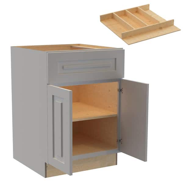 Home Decorators Collection Grayson 24 in. W x 24 in. D x 34.5 in. H Assembled Plywood Base Kitchen Cabinet in Pearl Gray with Utility Soft Close