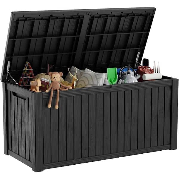 OUPES 180 gal. Black Resin Outdoor Storage Deck Box