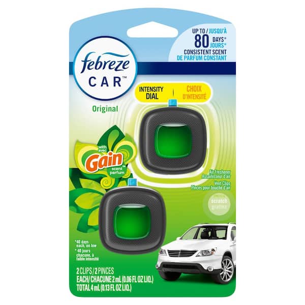 Febreze 0.06 oz. Gain Original Scent Car Vent Clip Air Freshener (2-Pack)