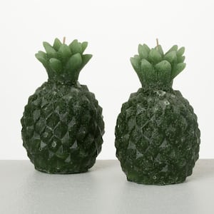 5 in. H Green Pineapple Candle Set of 2