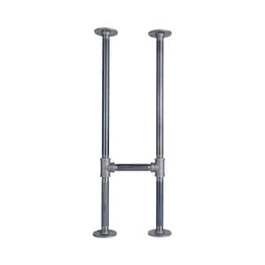3/4 in. x 2.35 ft. Heavy Duty Industrial Black Steel Pipe "H" Style Inside Support Leg with Round Flanges (1-Pack)