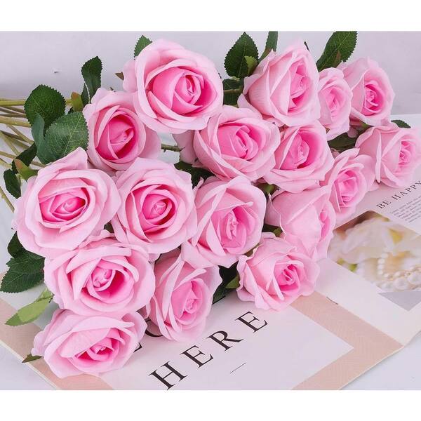 ROSE❣️ 14 in. Pink Indoor/Outdoor Artificial Roses UM834M - The Home Depot