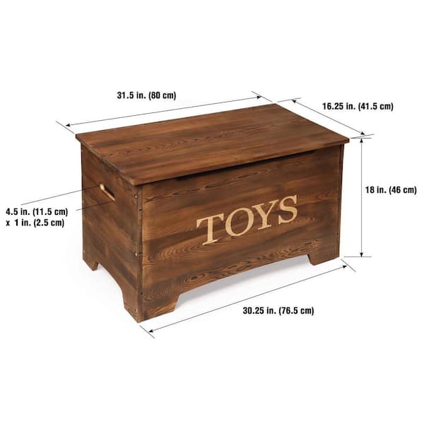 【アジア】トイ・ソルジャー　トイ・ボックス　トイ・タンク　セットアジア版　亜版 Badger Basket Brown Solid Wood Rustic Toy Box 13711 - The Home Depot