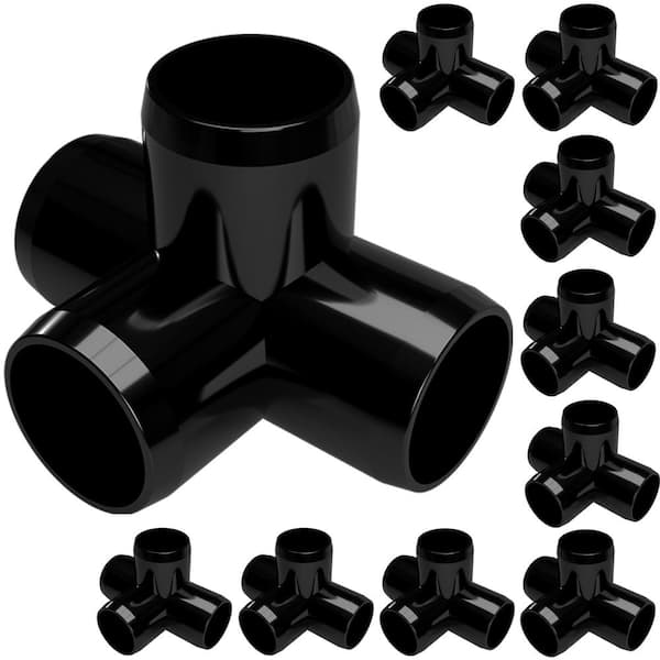 Formufit 1/2 in. Furniture Grade PVC 4-Way Tee in Black (10-Pack)