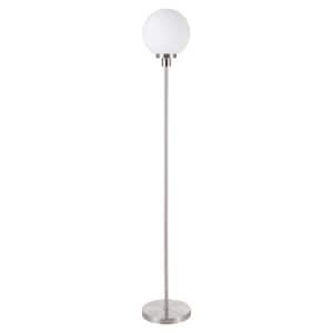 60 in. Brushed Nickel Novelty Torchiere Standing Floor Lamp with 9-Watt LED Nightlight Included