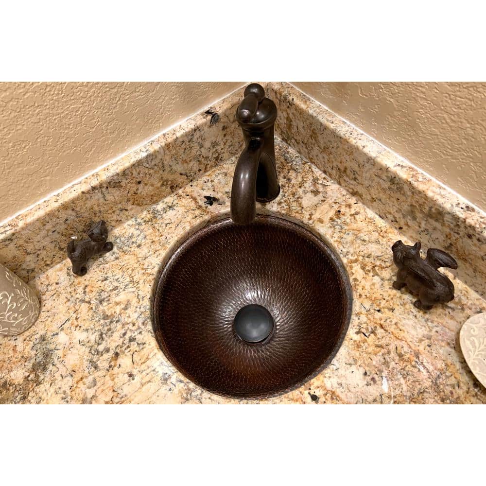 12" Round Hammered Copper Bathroom Sink