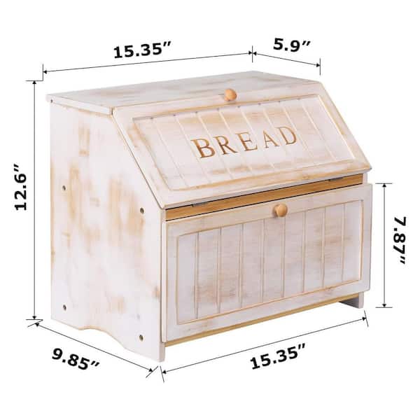 Lynzavix 1-Piece Vintage Double Layer Large Bread Box Set for