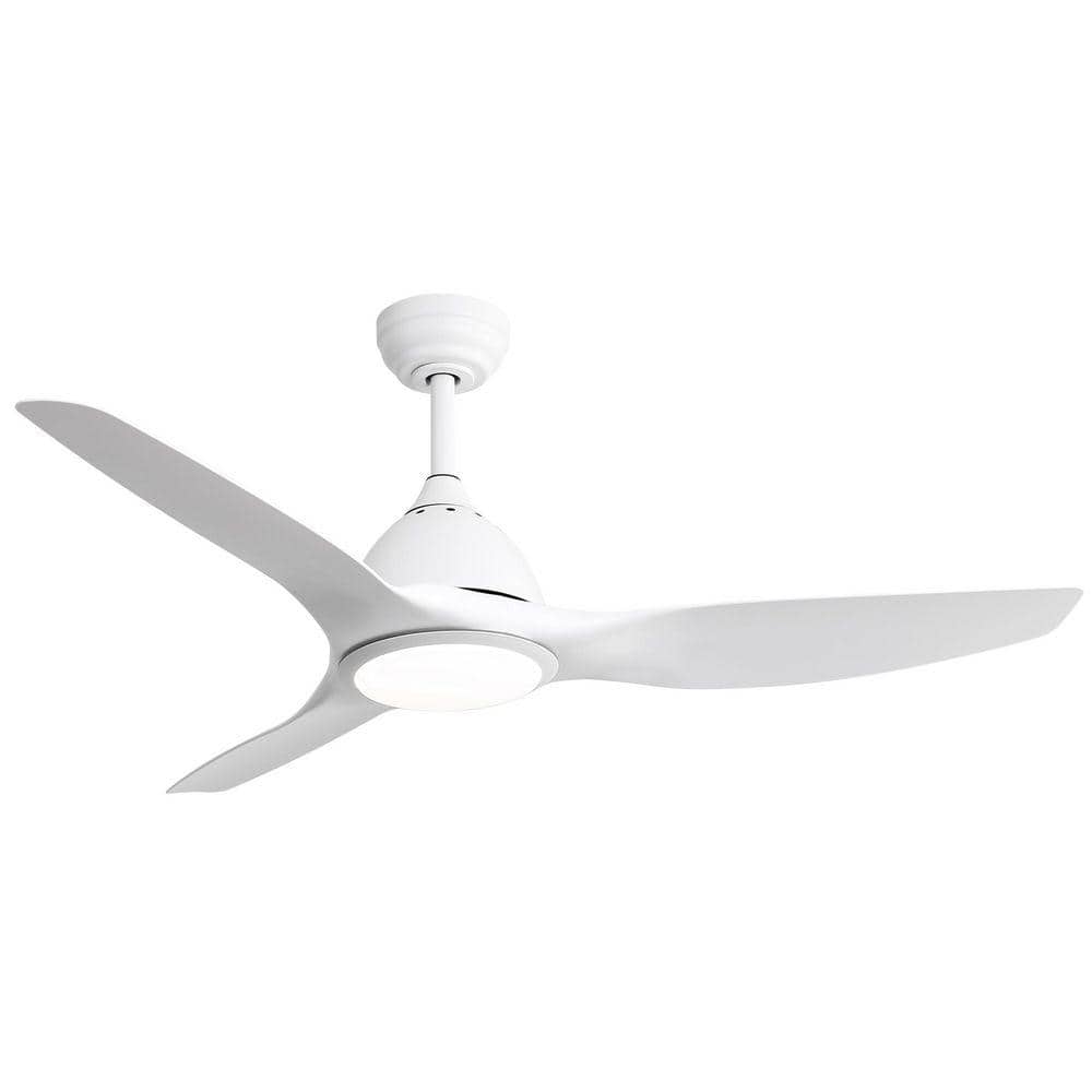 Logmey 52 in. Indoor White Modern Ceiling Fan with 3 E12 Lamp