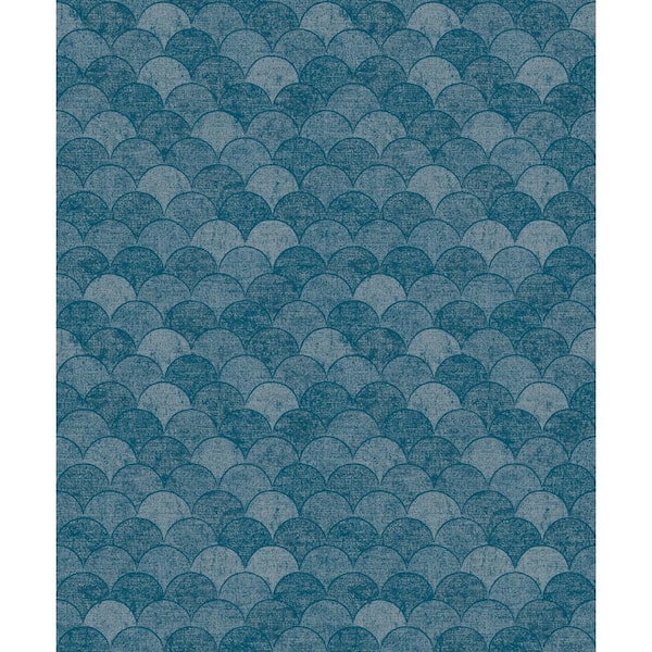 York Wallcoverings Blue Mermaid Scales Wallpaper, 21-in by 33-ft