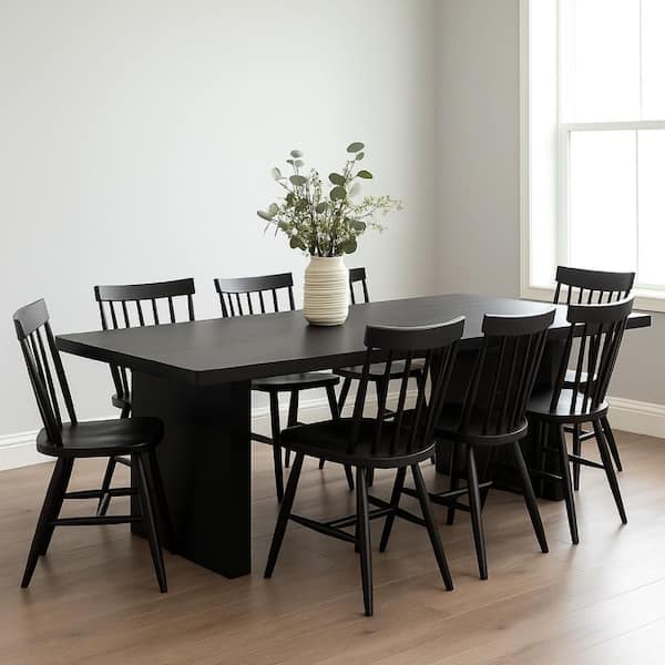Somy Classic Black Mango Wood 40 in. Sled Base Dining Table (Seats 8)