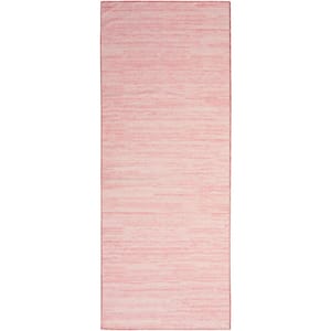 Washable Essentials Pink 2 ft. x 6 ft. All-over design Contemporary Runner Area Rug