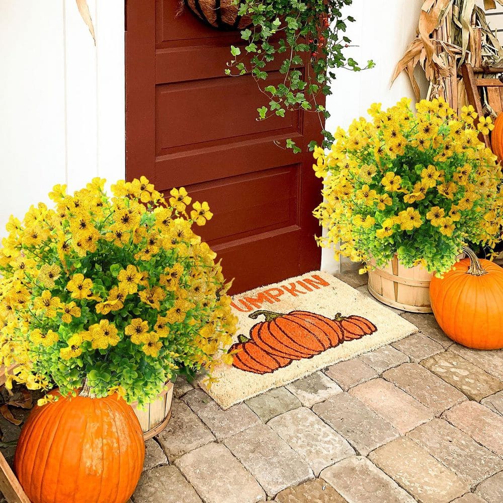 Afoxsos 15.75 in 2 Pack Artificial Fall Mums Topiary Ball Tree