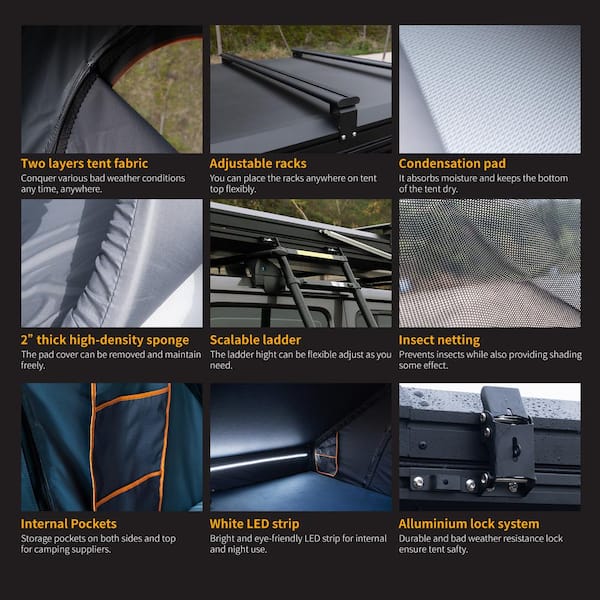 Triangle Black Hard Shell and Grey Fabric 2-Person Aluminum Triangle Black Hard Shell and Grey Fabric 2-Person Aluminum