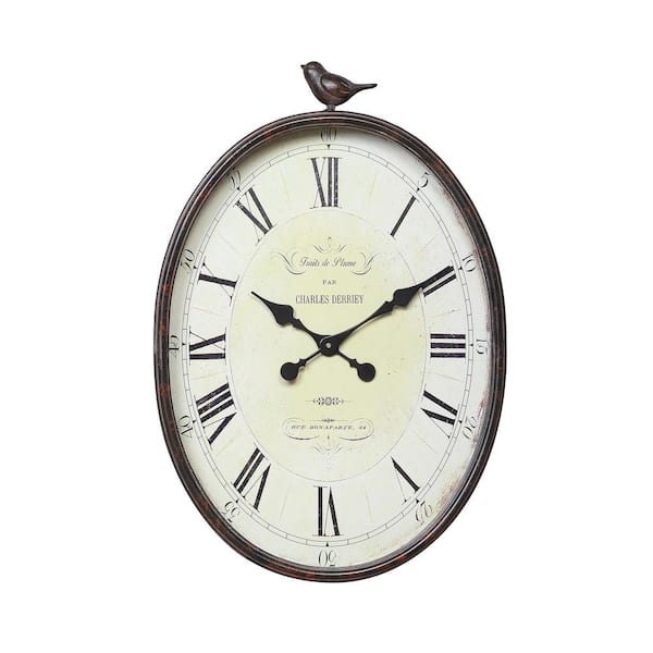 Storied Home Antique Bronze Analog Metal Roman Numerals Wall Clock