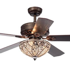Gliska 52 in. Indoor Bronze Finish Remote Controlled Ceiling Fan with Light Kit