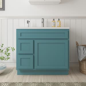 36 in. W. x 21 in. D x 32.5 in. H 2-Left Drawers Bath Vanity Cabinet without Top in Sea Green