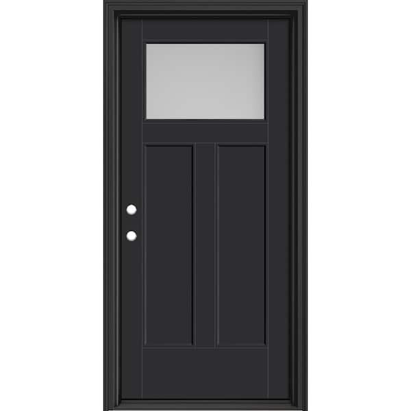 Performance Door System 36in.x 80in. Winslow Frosted Glass Right-Hand Inswing Black Smooth Fiberglass Prehung Front Door