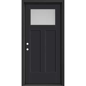 Performance Door System 36 in. x 80 in. Winslow Pearl Right-Hand Inswing Black Smooth Fiberglass Prehung Front Door