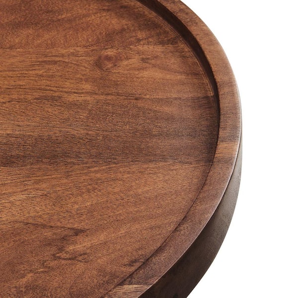MODWAY Chiro Walnut Round Wood Side Table EEI-6830-WAL - The Home