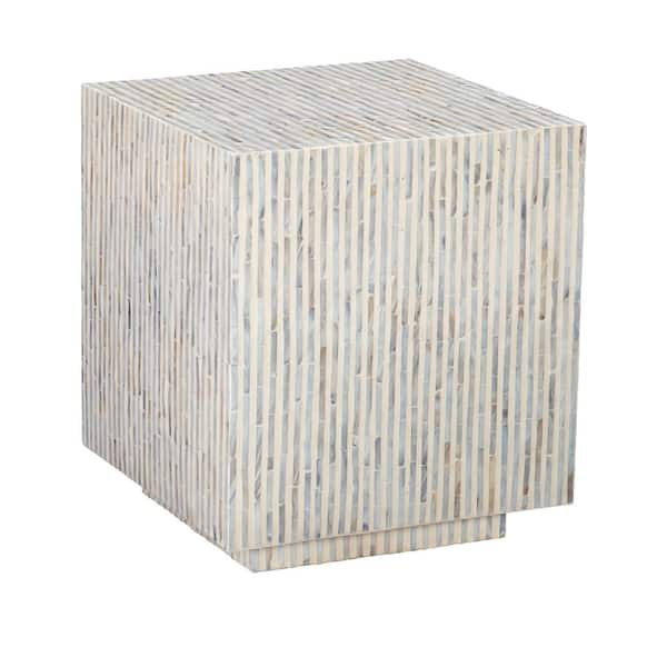 Linon Home Decor Kora 16 in. Silver 18 in. H Square Capiz Shell End Table