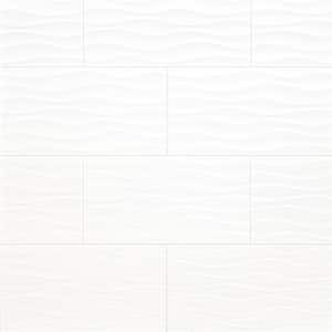 Dymo Wavy White 12 in. x 24 in. Glossy Ceramic Wall Tile (16 sq. ft./Case)