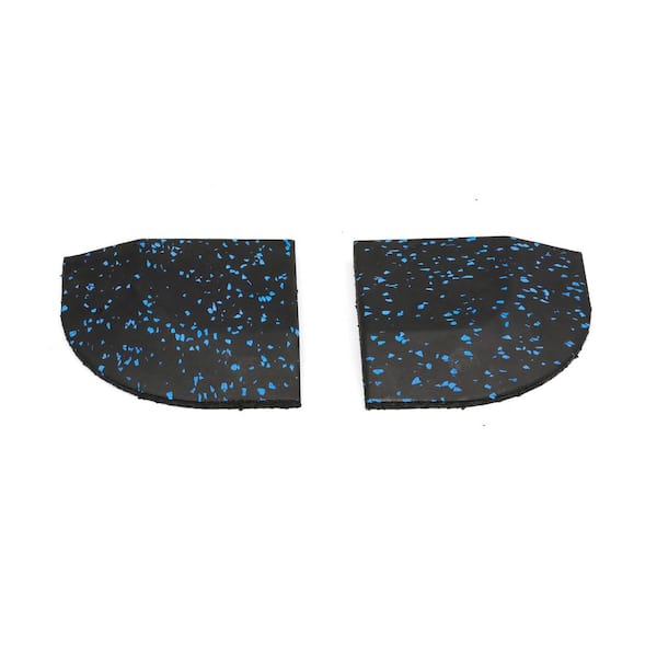 Jeedeson 5.9 in. x 5.9 in. Blue Plus Black Rubber Floor Tile Gathered Corners, 4/5 in. Thick (2 Tiles/Covered 0.5 sq. ft.)