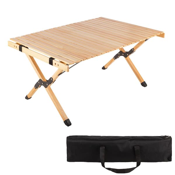 23.75 in. Mocha Rectangle Portable Camping Wood Picnic Tables, Medium