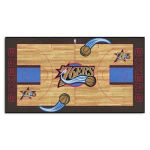 NBA Retro Philadelphia 76ers Black 2 ft. x 4 ft. Court Area Rug