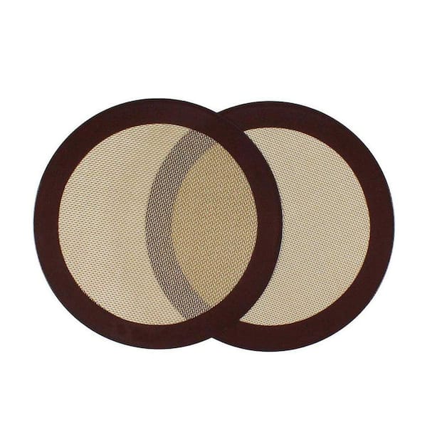 Round 9-Inch Silicone Brown Baking Mat Non-Stick Food Safe Reusable Baking Sheet Liner with Heat Resistance 2-Pack