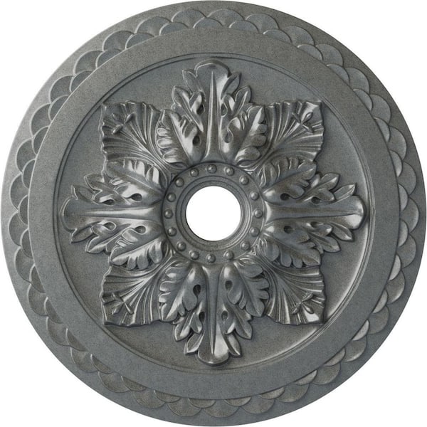Ekena Millwork 2 in. x 23-5/8 in. x 23-5/8 in. Polyurethane Bordeaux Deluxe Ceiling Medallion, Platinum