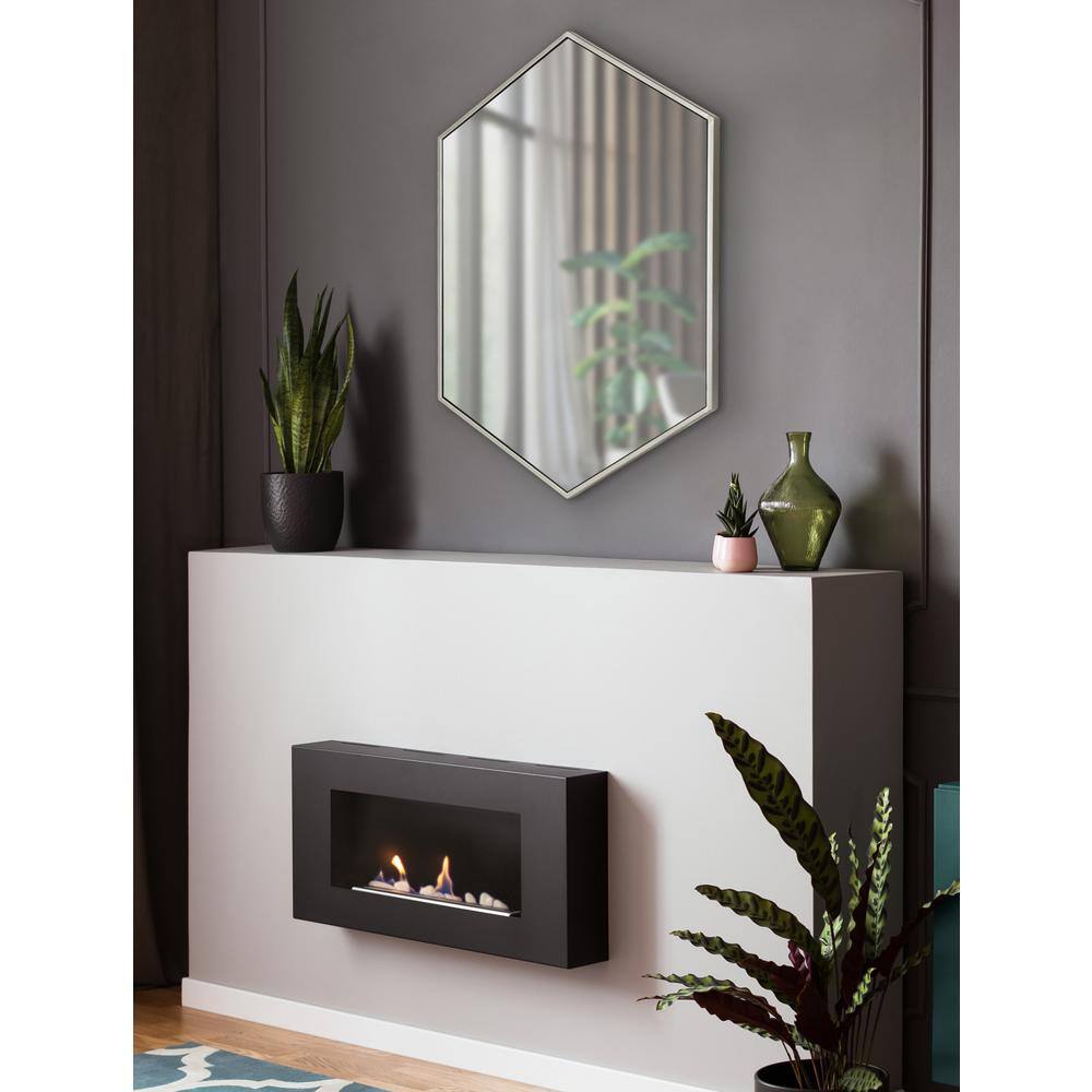 Modern Hexagon Full-Length Wall Mirror in Warm Silver