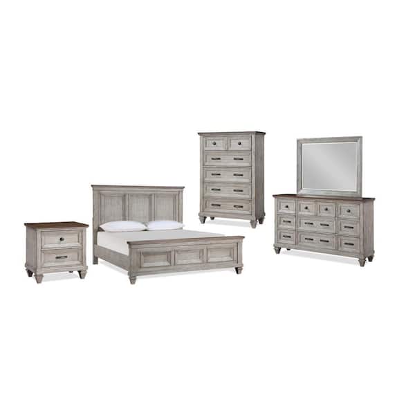 NEW CLASSIC HOME FURNISHINGS New Classic Furniture Mariana 5-Piece Vintage  Cream E King Wood Bedroom Set (Bed, Dresser, Mirror, Nightstand, Chest)  00-2114-15C - The Home Depot
