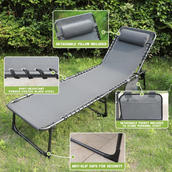 VEIKOUS Outdoor Folding Chaise Lounge Chair Fully Flat for Beach