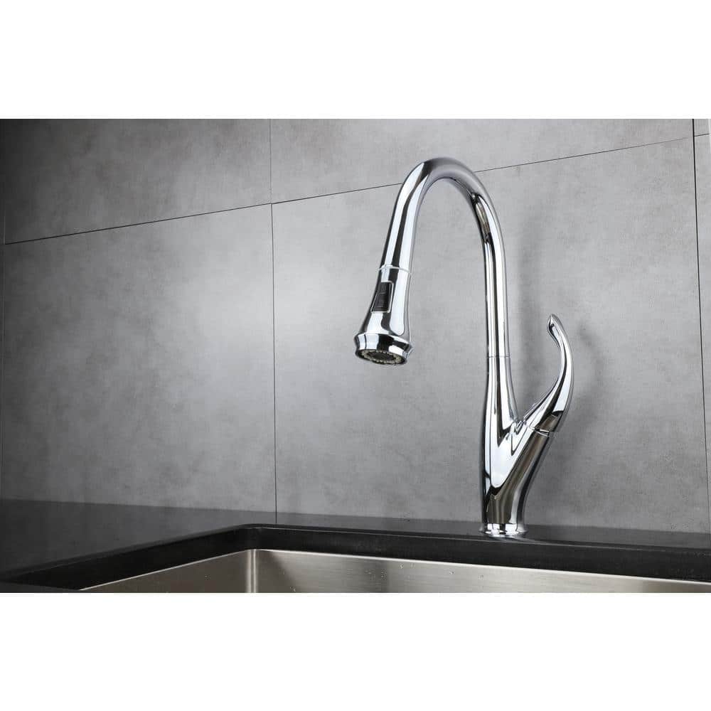 Garbatella Chrome Brass Single-Handle Pull-Down Spray Kitchen Faucet