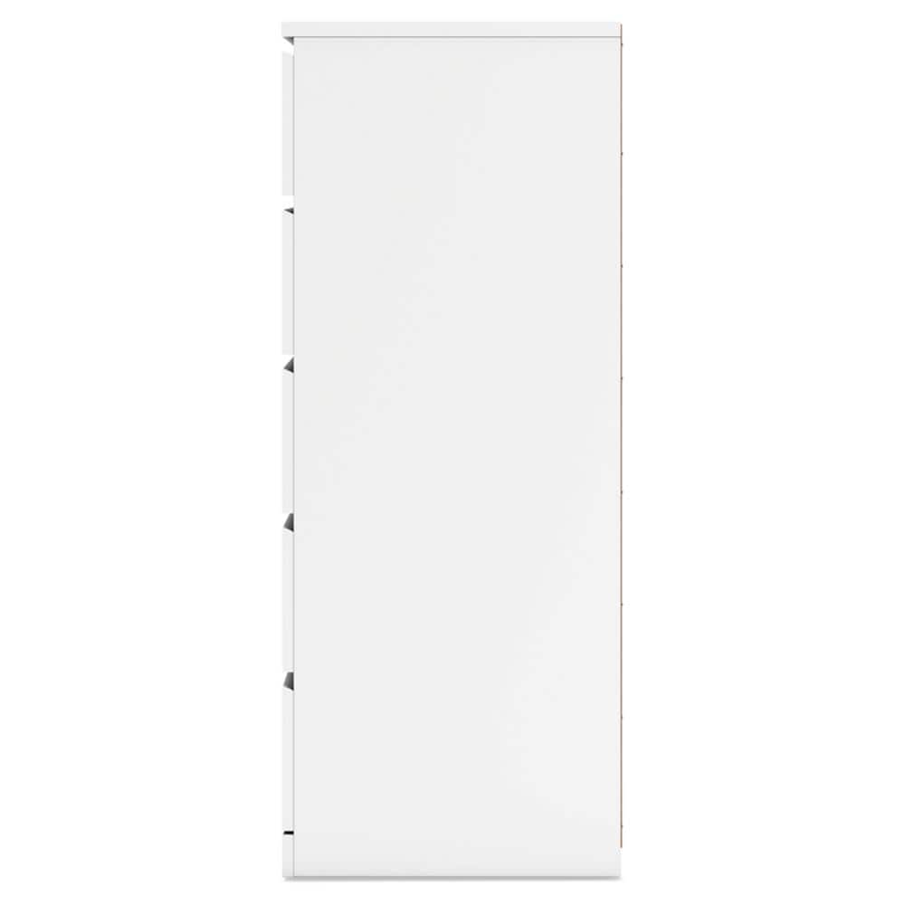 White Modern 5-Drawer Tall Dresser with Ball Bearing Glides
