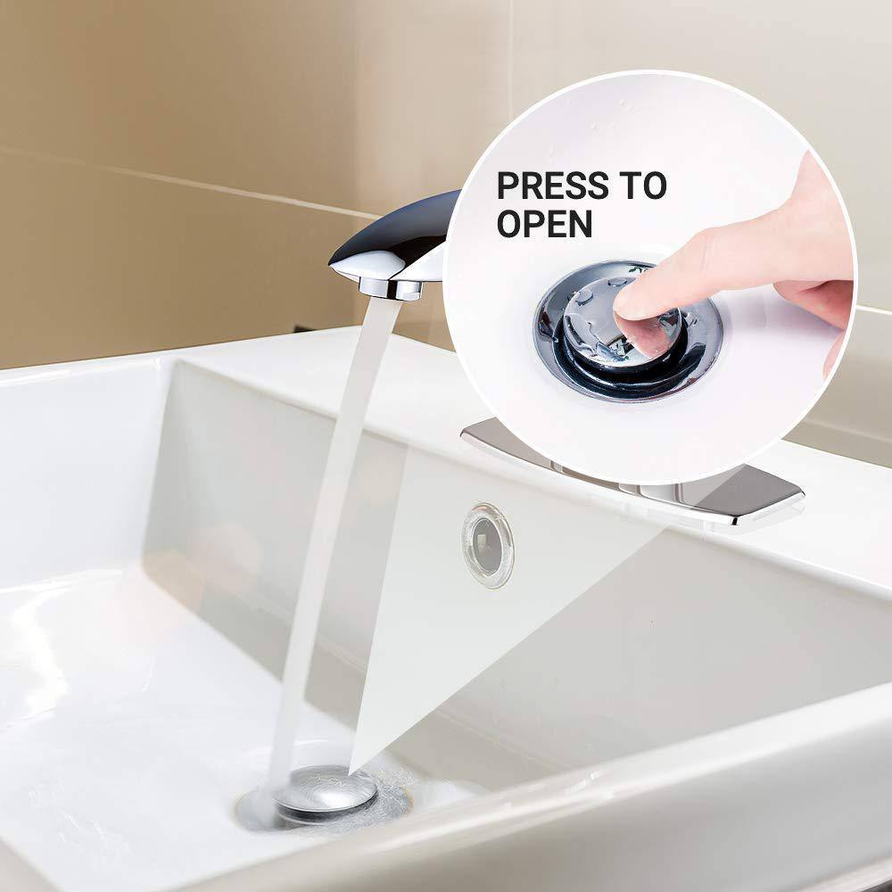 Chrome Pop-Up Bathroom Sink Drain Stopper with Overflow