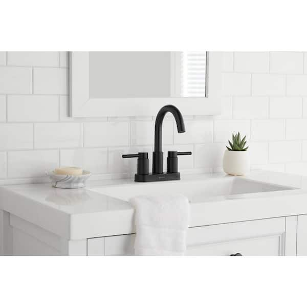 Dorind 4 in. Centerset 2-Handle High-Arc Bathroom Faucet in Matte Black