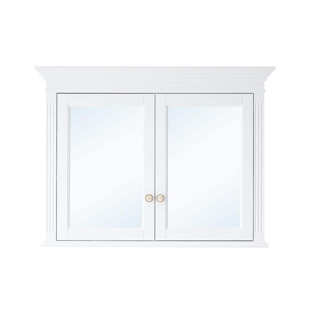 40 in. W x 30 in. H White Rectangular Solid Wood Surface Mount Medicine Cabinet with Mirror, 2 Soft Close Doors price history on PriceWatchPro