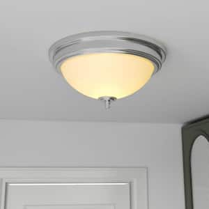 Dome 2-Light 13 in. Brushed Nickle Finish Ceiling Fixture Flush Mount