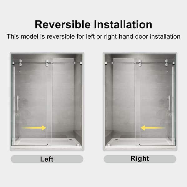 UKS04 49 in. W X 80 in. H X 40 in. D U-Channel Sliding Frameless Corner Shower Enclosure in Chrome, Clear Glass