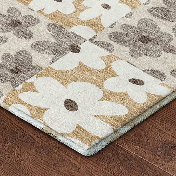 Mayfield Premium Machine Washable Abstract AMF2476 Beige 10 ft. x 14 ft. Area Rug