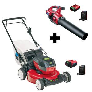 Flex-Force 60V Cordless 2-Tool Combo Kit; 21 in. Recycler Walk Behind Lawn Mower & Leaf Blower w/Charger & (2) Batteries