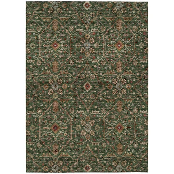 Chantille Machine Washable Indoor/Outdoor Abstract ACN1130 Emerald 9 ft. x 12 ft. Area Rug